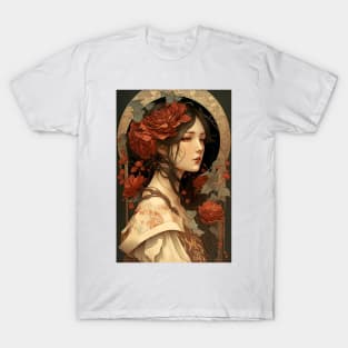 Japanese Princess Surrounded by Roses T-Shirt